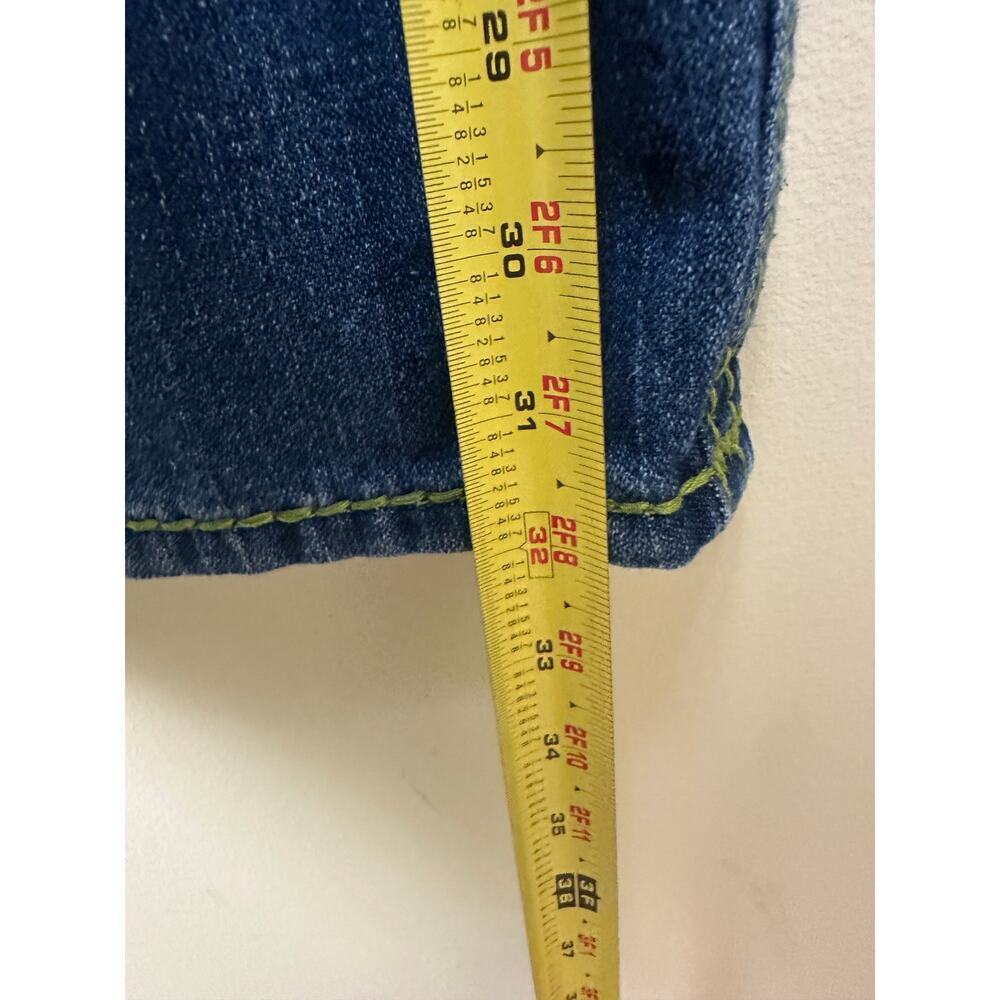 Authentic True Religion Mens Jeans Green Stitch y2k Medium Wash Size 40 FLAWED - Picture 14 of 15